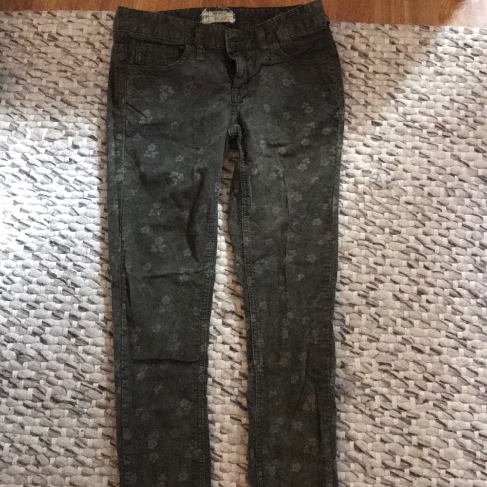 Army Green Patterned Corduroys